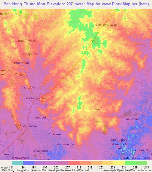 Ban Nong Thung Mon,Thailand Elevation Map