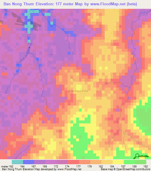 Ban Nong Thum,Thailand Elevation Map