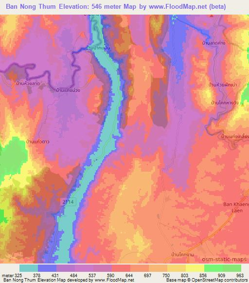 Ban Nong Thum,Thailand Elevation Map