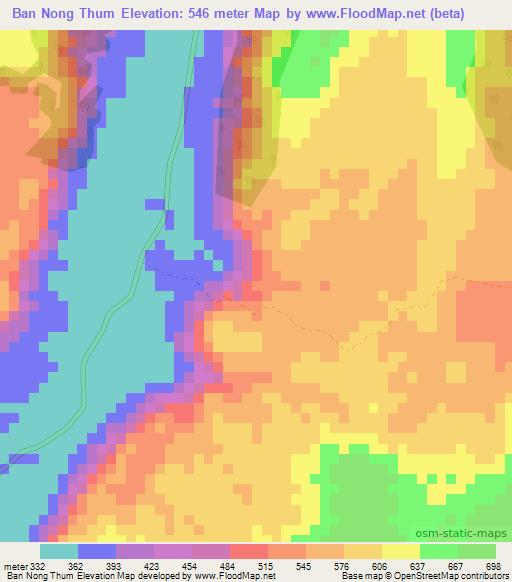 Ban Nong Thum,Thailand Elevation Map