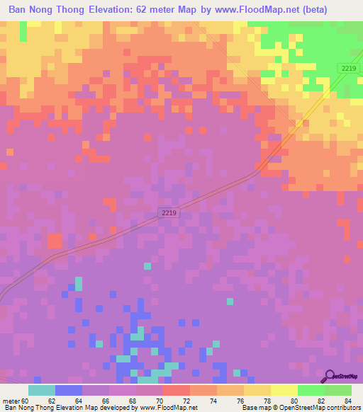 Ban Nong Thong,Thailand Elevation Map