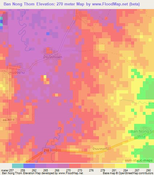 Ban Nong Thom,Thailand Elevation Map