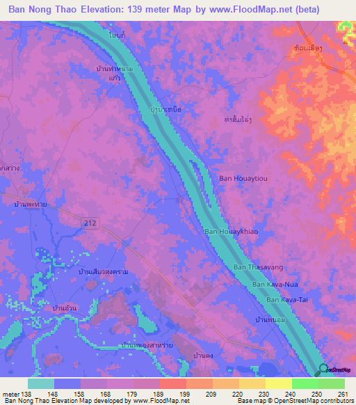 Ban Nong Thao,Thailand Elevation Map