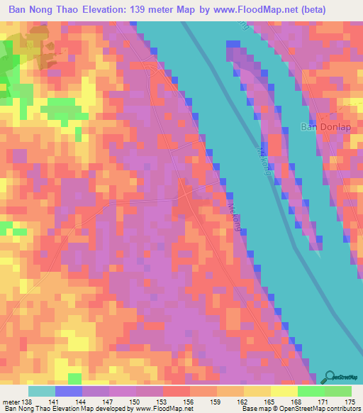 Ban Nong Thao,Thailand Elevation Map