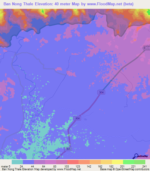 Ban Nong Thale,Thailand Elevation Map