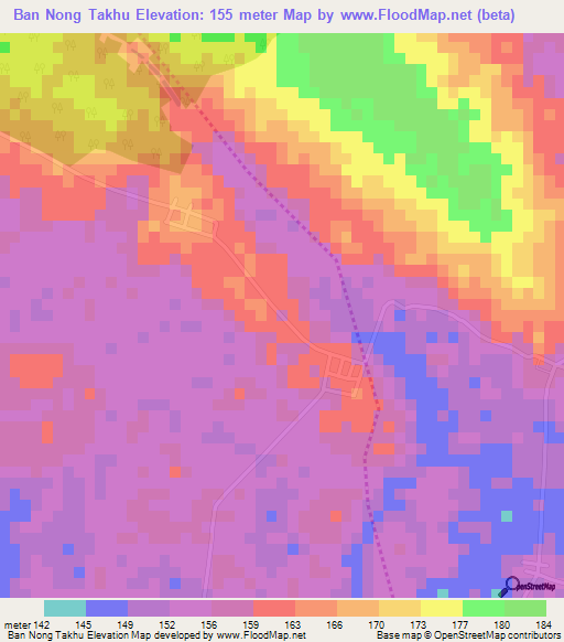 Ban Nong Takhu,Thailand Elevation Map