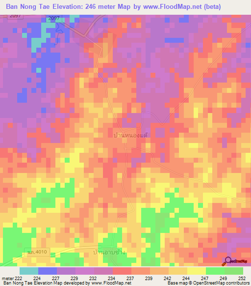 Ban Nong Tae,Thailand Elevation Map