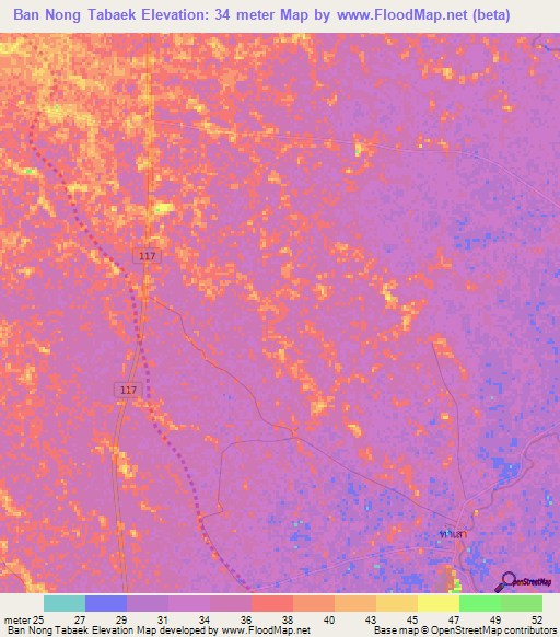 Ban Nong Tabaek,Thailand Elevation Map