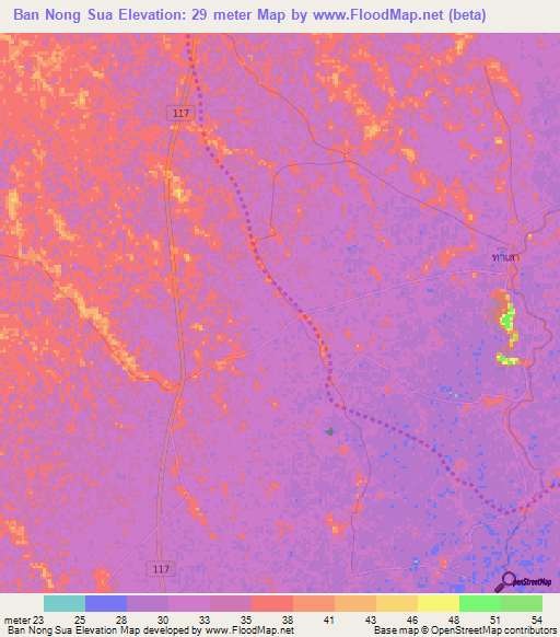 Ban Nong Sua,Thailand Elevation Map