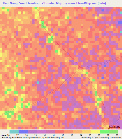 Ban Nong Sua,Thailand Elevation Map