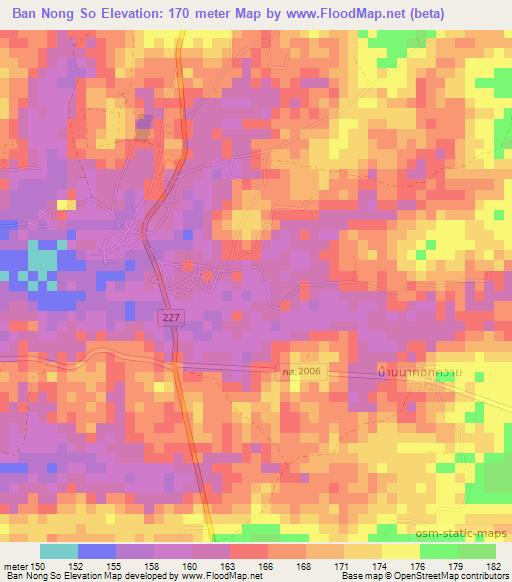 Ban Nong So,Thailand Elevation Map