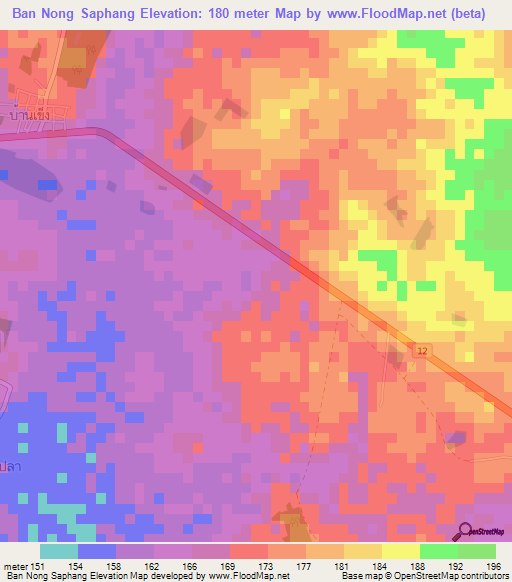 Ban Nong Saphang,Thailand Elevation Map