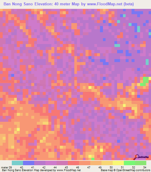 Ban Nong Sano,Thailand Elevation Map