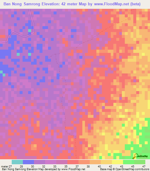 Ban Nong Samrong,Thailand Elevation Map