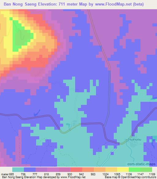 Ban Nong Saeng,Thailand Elevation Map
