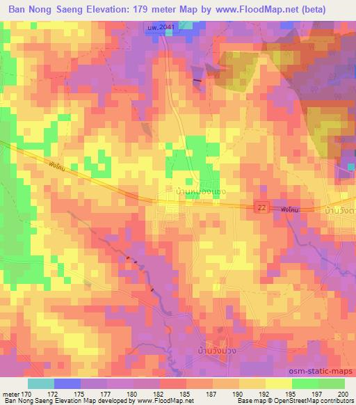 Ban Nong Saeng,Thailand Elevation Map