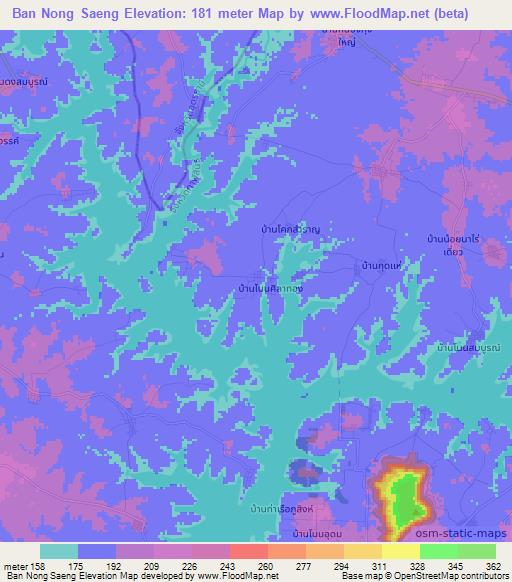Ban Nong Saeng,Thailand Elevation Map