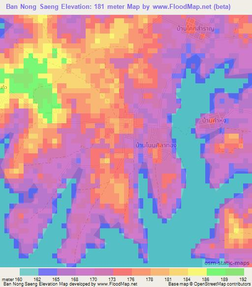 Ban Nong Saeng,Thailand Elevation Map