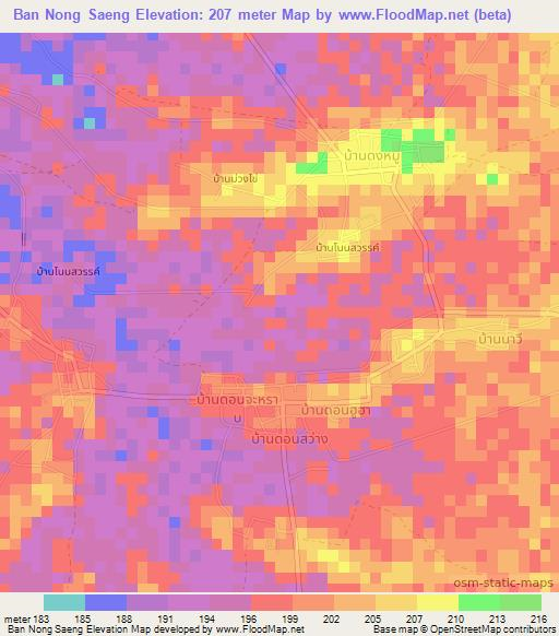 Ban Nong Saeng,Thailand Elevation Map