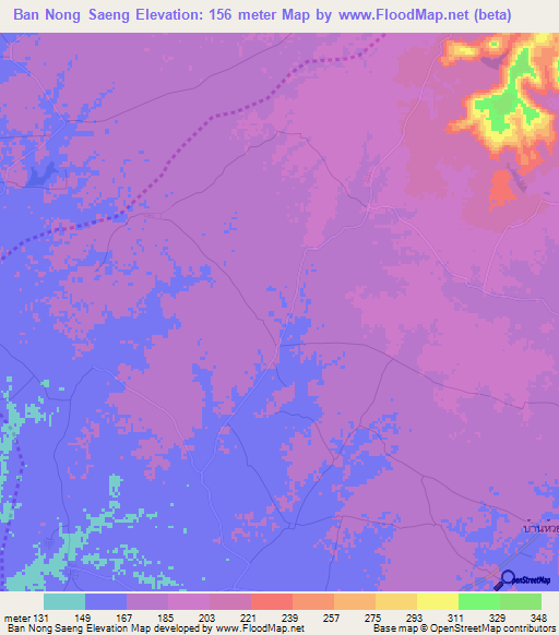 Ban Nong Saeng,Thailand Elevation Map