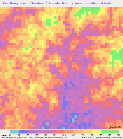 Ban Nong Saeng,Thailand Elevation Map