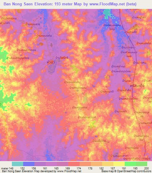 Ban Nong Saen,Thailand Elevation Map