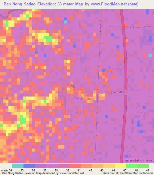 Ban Nong Sadao,Thailand Elevation Map