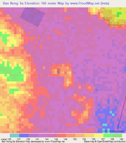 Ban Nong Sa,Thailand Elevation Map