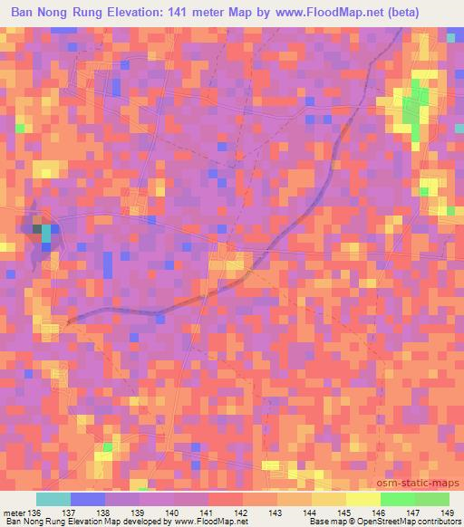 Ban Nong Rung,Thailand Elevation Map