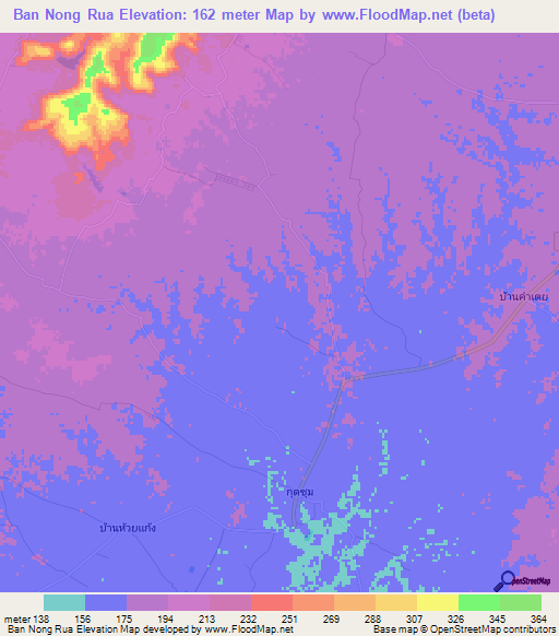 Ban Nong Rua,Thailand Elevation Map