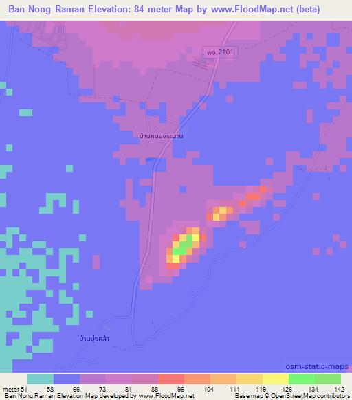 Ban Nong Raman,Thailand Elevation Map