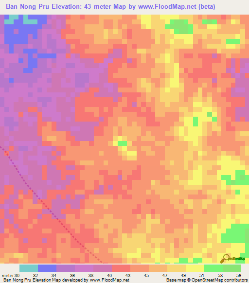 Ban Nong Pru,Thailand Elevation Map