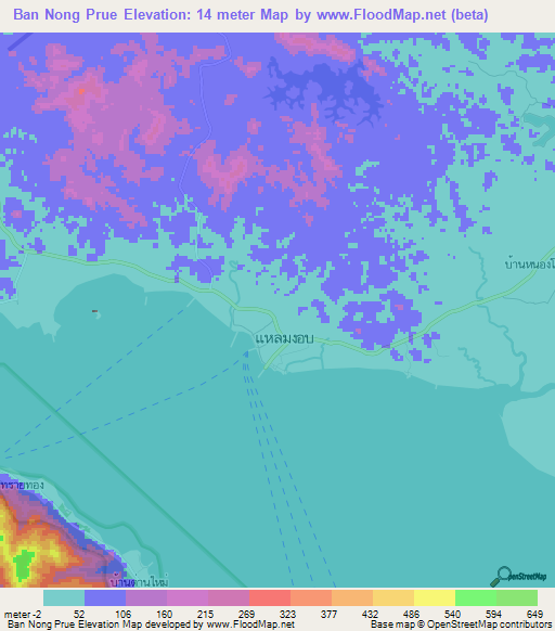 Ban Nong Prue,Thailand Elevation Map