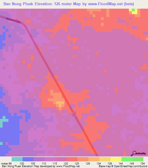 Ban Nong Pluak,Thailand Elevation Map