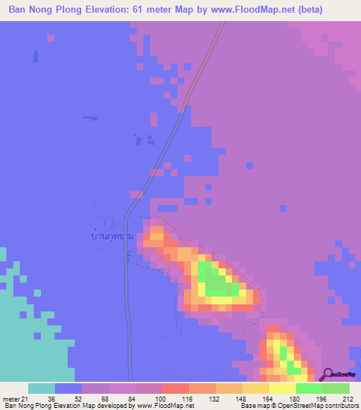 Ban Nong Plong,Thailand Elevation Map