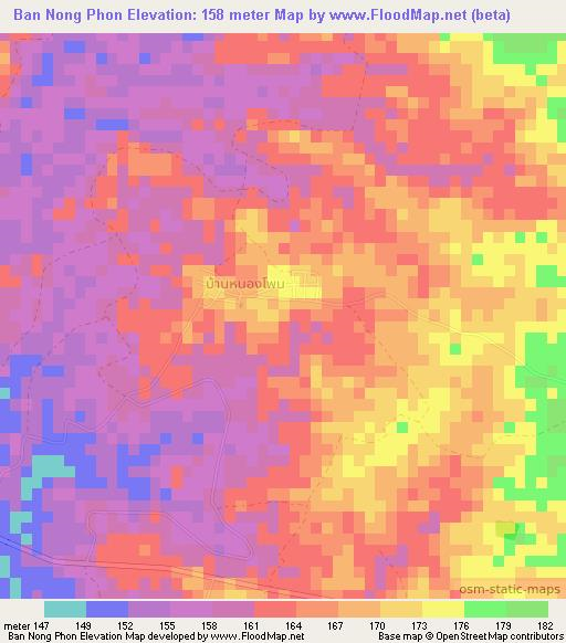 Ban Nong Phon,Thailand Elevation Map