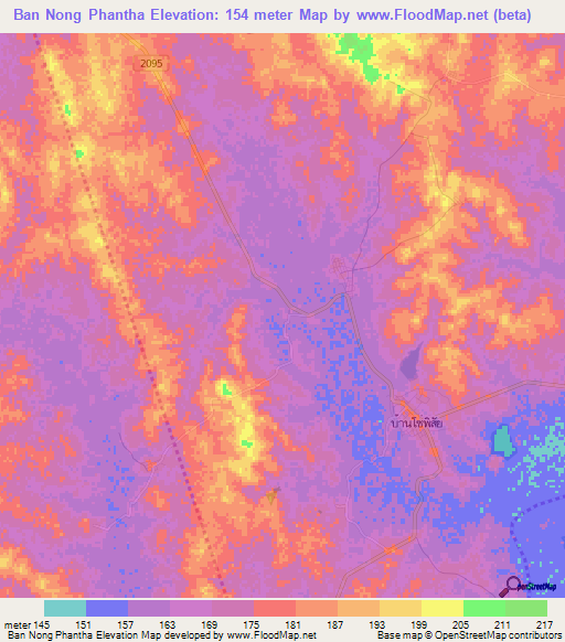 Ban Nong Phantha,Thailand Elevation Map