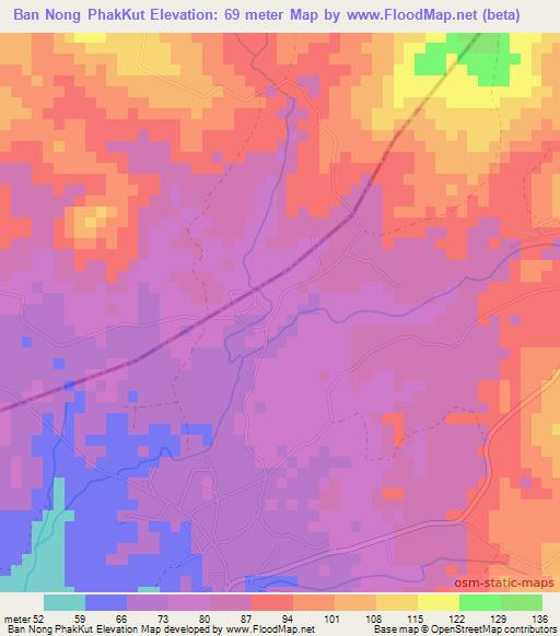 Ban Nong PhakKut,Thailand Elevation Map