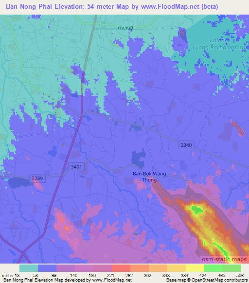 Ban Nong Phai,Thailand Elevation Map