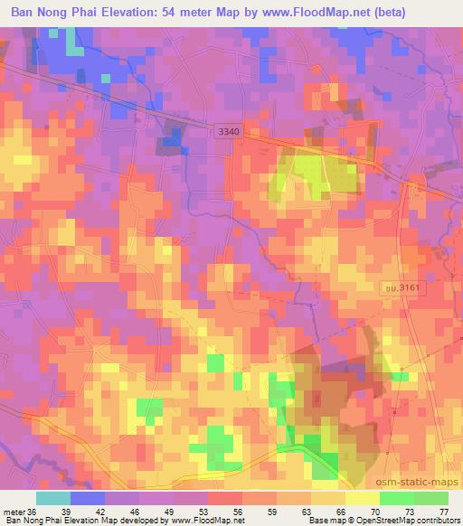 Ban Nong Phai,Thailand Elevation Map