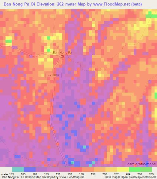 Ban Nong Pa Oi,Thailand Elevation Map
