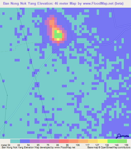 Ban Nong Nok Yang,Thailand Elevation Map