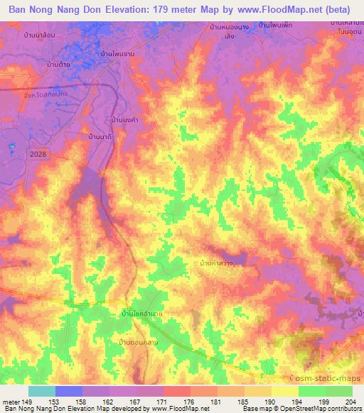 Ban Nong Nang Don,Thailand Elevation Map