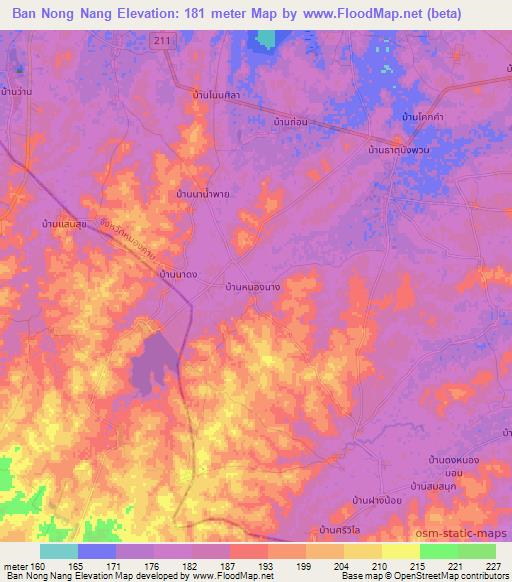 Ban Nong Nang,Thailand Elevation Map