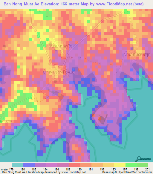 Ban Nong Muat Ae,Thailand Elevation Map