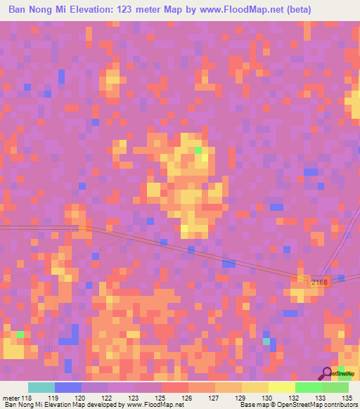 Ban Nong Mi,Thailand Elevation Map