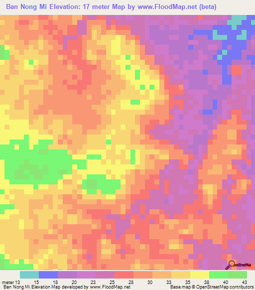 Ban Nong Mi,Thailand Elevation Map