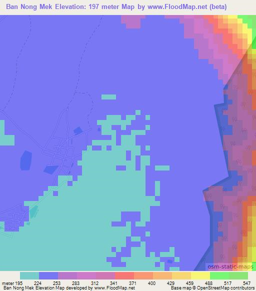 Ban Nong Mek,Thailand Elevation Map