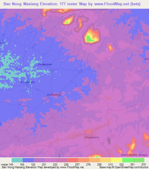 Ban Nong Masiang,Thailand Elevation Map