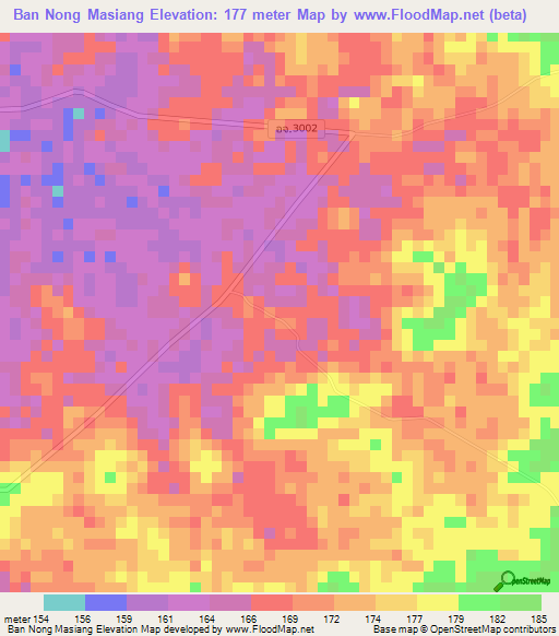Ban Nong Masiang,Thailand Elevation Map